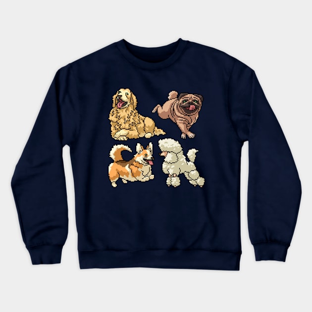 Pixel Dogs Collection Crewneck Sweatshirt by Mako Design 